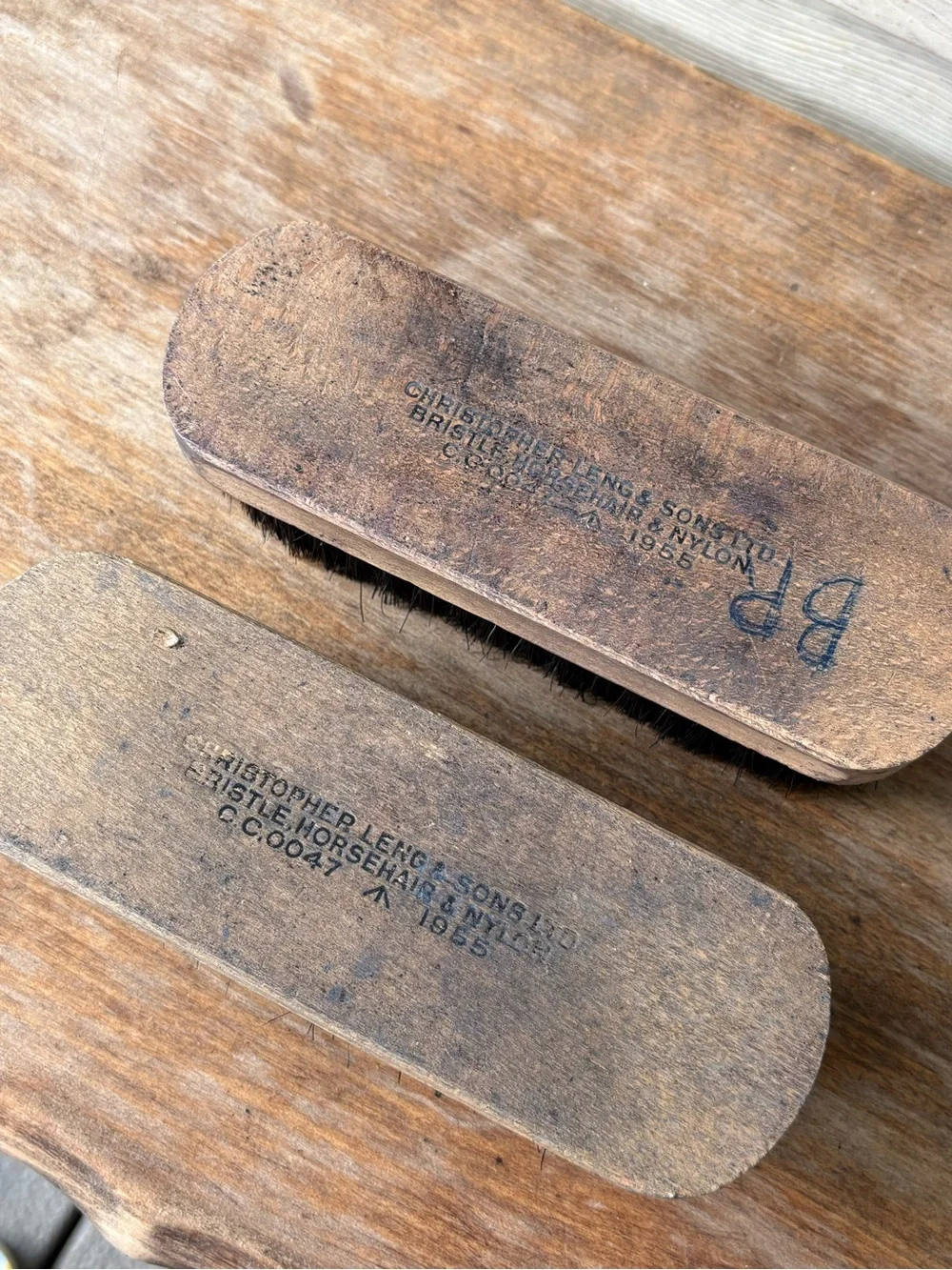 VTG Christopher Leng & Sons Ltd. shoe brushes manufactured in 1955.